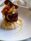 Hígado relleno con risotto roquefort