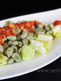 Una foto de Ensalada de habitas a la vinagreta de menta