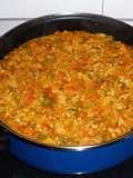 Kimchi con arroz, verduras y bacalao