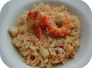 Foto principal de Arroz con migas de bacalao y langostinos