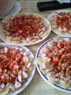 Una foto de Pulpo a la gallega con aceite de ajo y guindilla