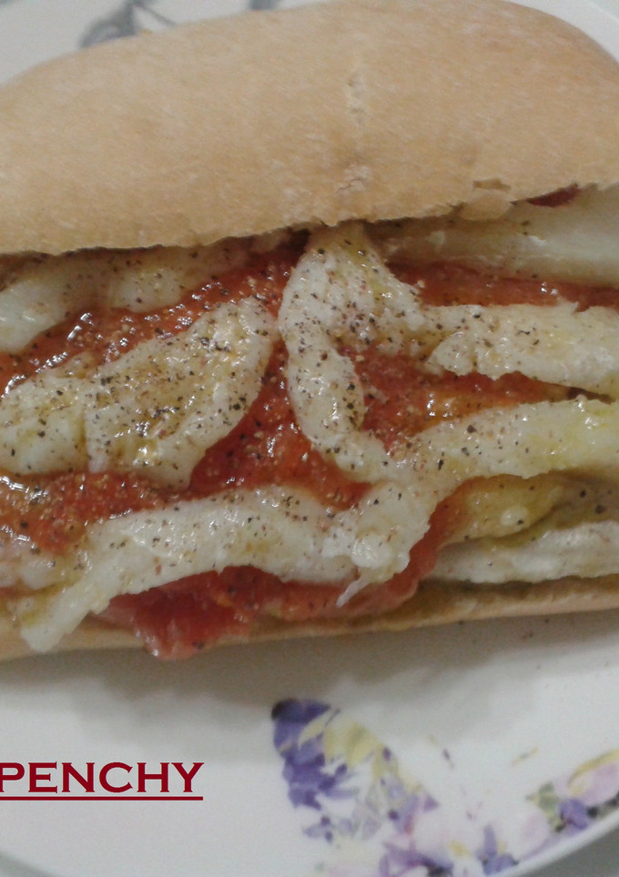 Una foto de Chapatas rellenas de verduras asadas con bacalao