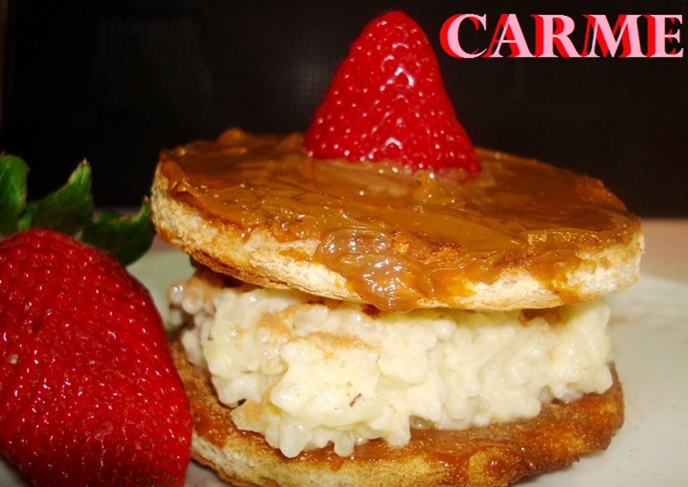 Sándwich de arroz con leche y dulce de leche<br />