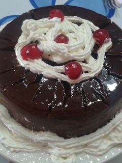 Una foto de Flan negro supergoloso