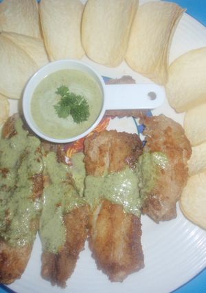 Una foto de Chuletas de pescado con chimichurri