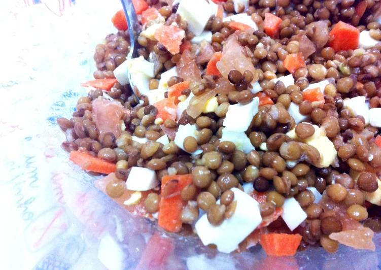Ensalada de lentejas fría fácil