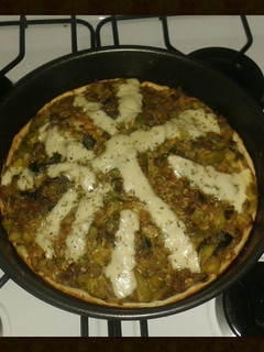 Una foto de Tarta light de zapallitos, puerro y zuquini