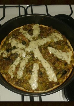 Una foto de Tarta light de zapallitos, puerro y zuquini