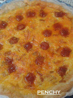 Una foto de Quiche de chistorra con puerros