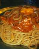 Vermicelli con camarones y mejillones