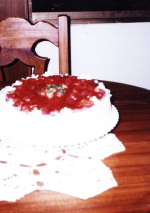 Una foto de Torta fria de fresas