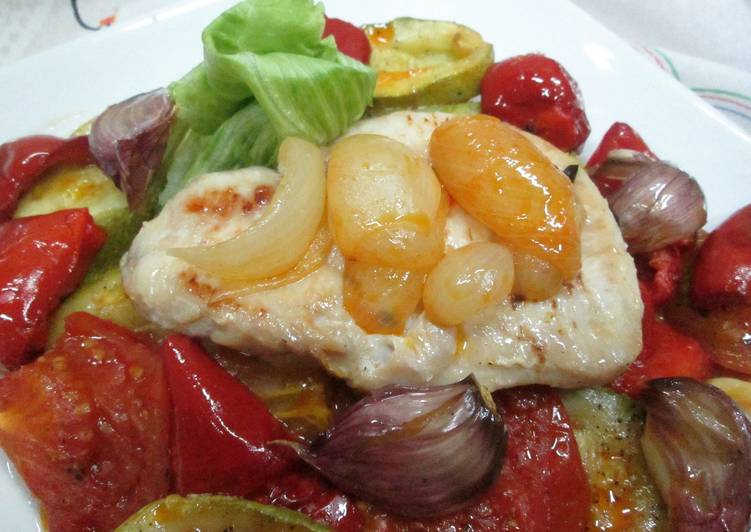 Pechuga De Pavo Al Horno Con Verduras Pechuga de pavo con mix de verduras al horno Receta de Gabriela Diez- Cookpad