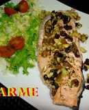 Filete de trucha con frutos secos en papillotte