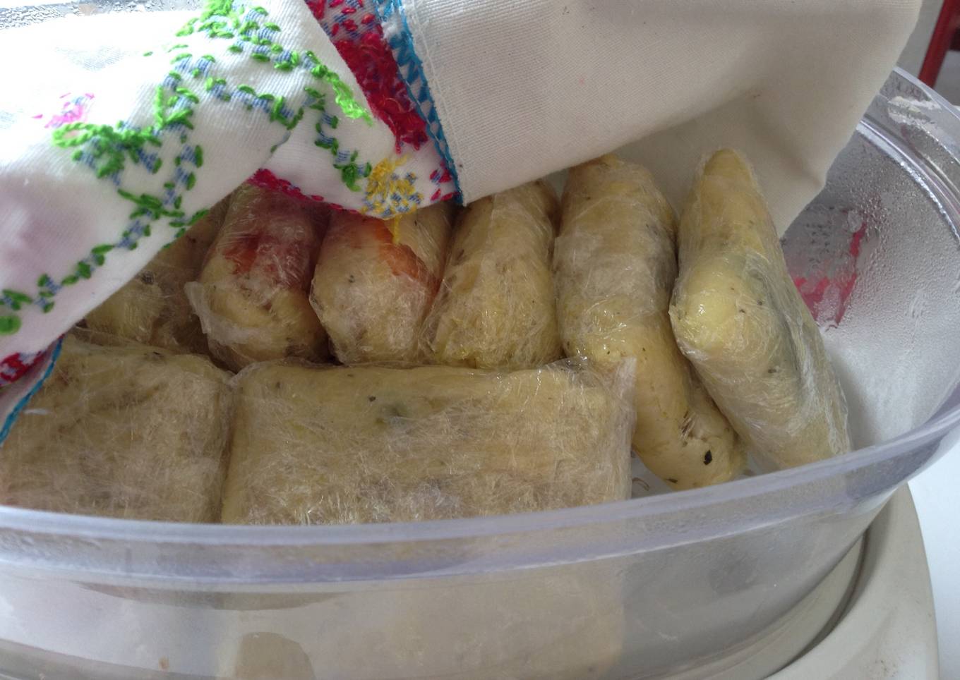 Tamales de masa de verduras ligeros<br />