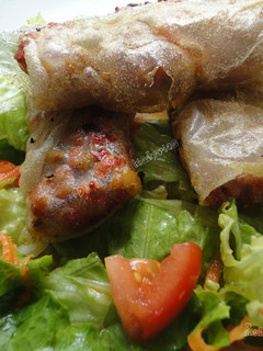 Una foto de Rollitos orientales con ensalada