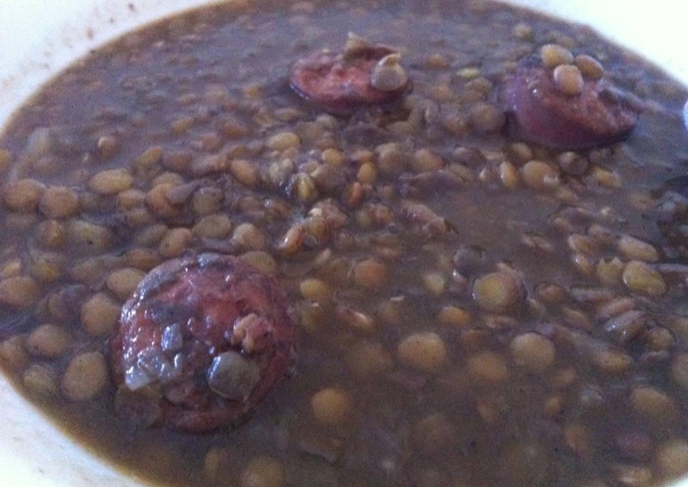 Lentejas con sofrito de cebolla