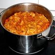 Kimchi con garbanzos y bacalao