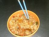 Arroz con salsa vegano