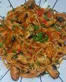 Pasta con mejillones