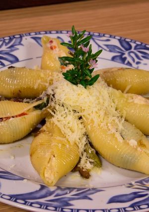 Una foto de Conchiglionis rellenos