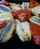 Anchoas frescas rebozadas con pimientos