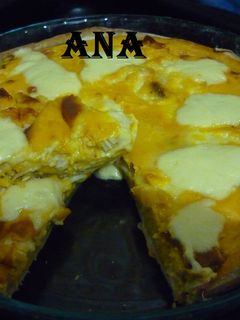Una foto de Tarta de pollo con sopa crema de zapallo