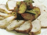 Lombo de porco com batata e abobrinha