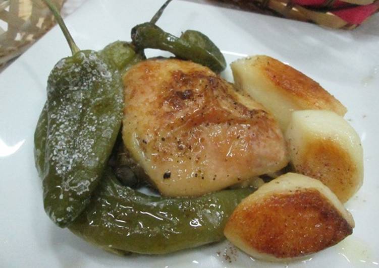 Pollo a la mantequilla ligera con pimientos italianos
