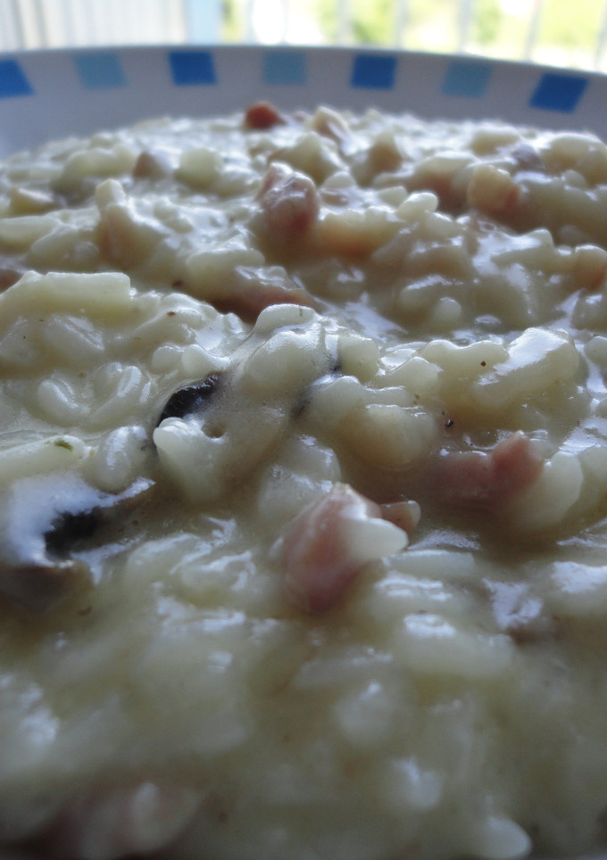 Una foto de Risotto carbonara