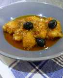 Rape con tomillo y aceitunas