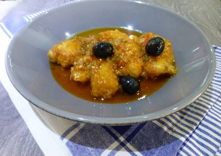 Rape con tomillo y aceitunas