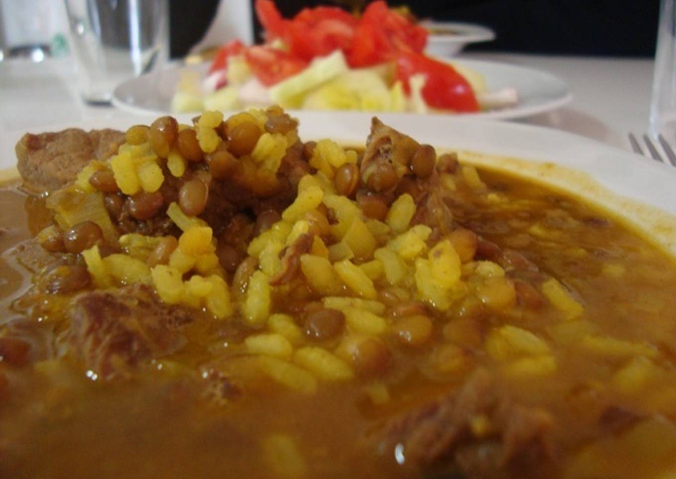 Lentejas con arroz en olla rápida