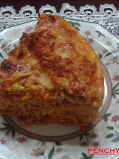Una foto de Pastel de pasta con carne gratinado