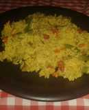 Arroz con verdura y chistorra