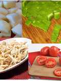 Pechuga con papas, nopales y tomate rojo
