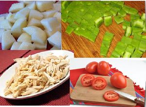 Una foto de Pechuga con papas, nopales y tomate rojo