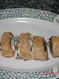 Rollitos de queso, jamón y espinacas