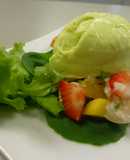 Ceviche de rape con helado de aguacate