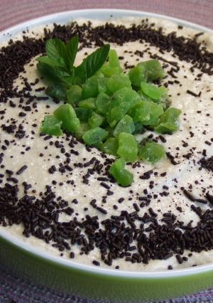 Una foto de Espuma light de melocotón y albaricoque con chocolate