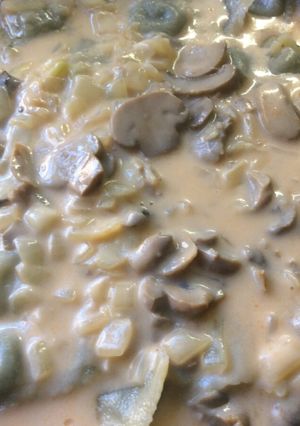 Una foto de Salsa de hongos light con ghee