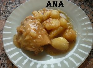 Una foto de Pollo a la cacerola con vino Moscato