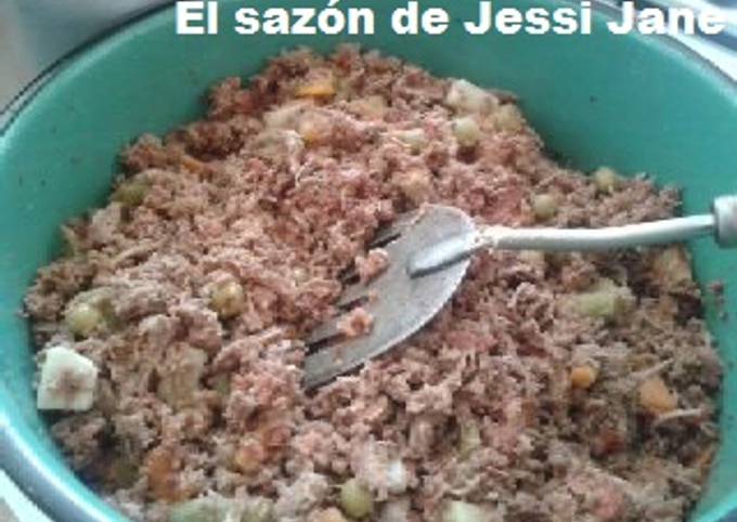 Carne deshebrada y longaniza de soya con verduras Receta de Jessi Jane-  Cookpad