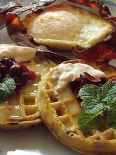 Una foto de Waffles con chispas de chocolate