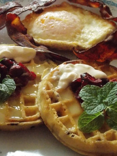 Una foto de Waffles con chispas de chocolate
