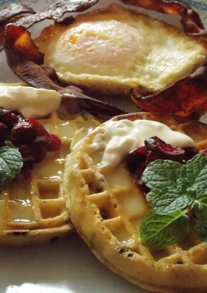 Una foto de Waffles con chispas de chocolate