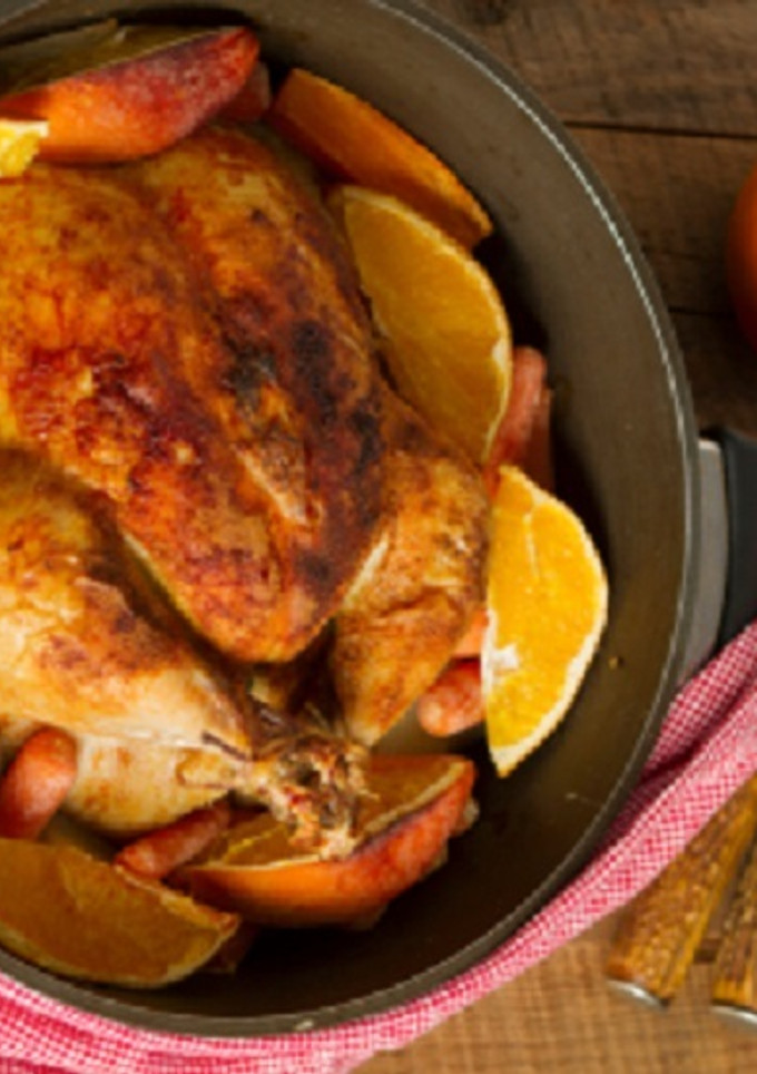 Una foto de Pollo asado con naranja