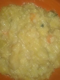 Una foto de Arroz con calabacín y gambas