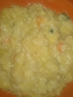 Una foto de Arroz con calabacín y gambas