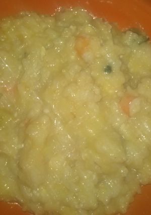 Una foto de Arroz con calabacín y gambas