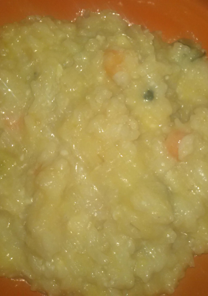 Una foto de Arroz con calabacín y gambas